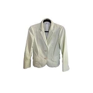 Stephanie Schaieh women’s seersucker, green and white blazer size 6